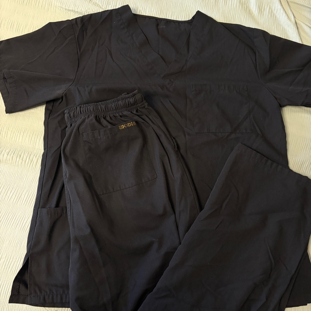 Black Medical Scrub Pants and Top Set